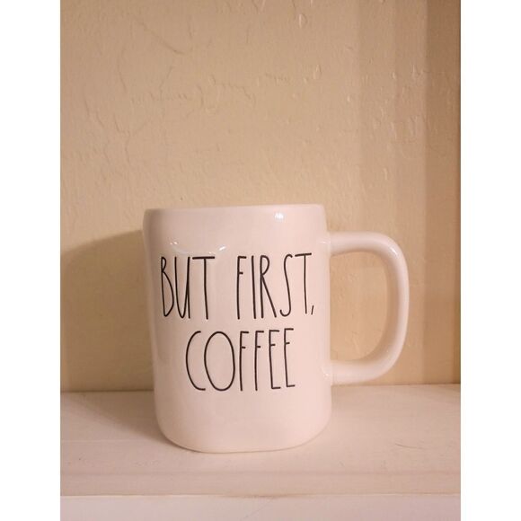 Rae Dunn  BUT FIRST COFFEE white coffee cup - Picture 4 of 12